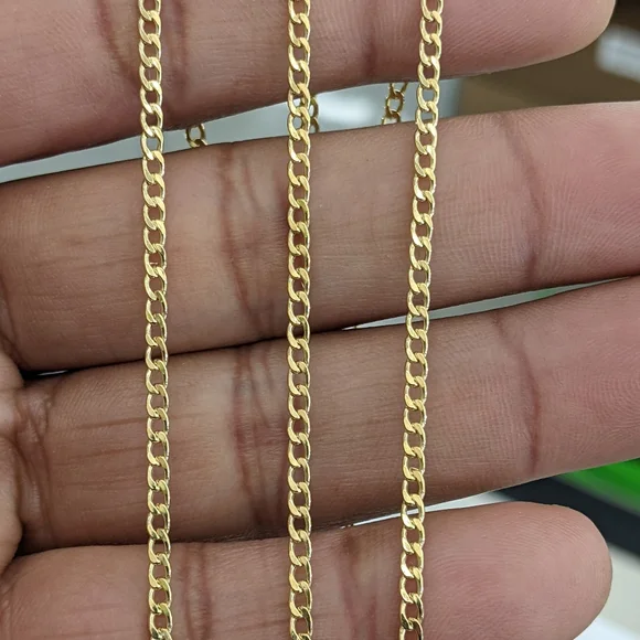 10kt Real Gold Cuban Curb Style Chain 2.3 mm 22 Inches